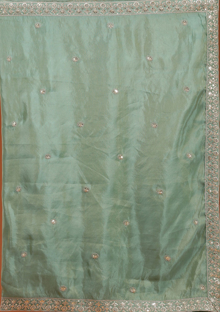 Pista Green Sequins Shimmer Readymade Lehenga-koskii