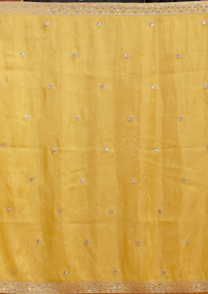 Yellow Sequins Shimmer Readymade Lehenga-koskii