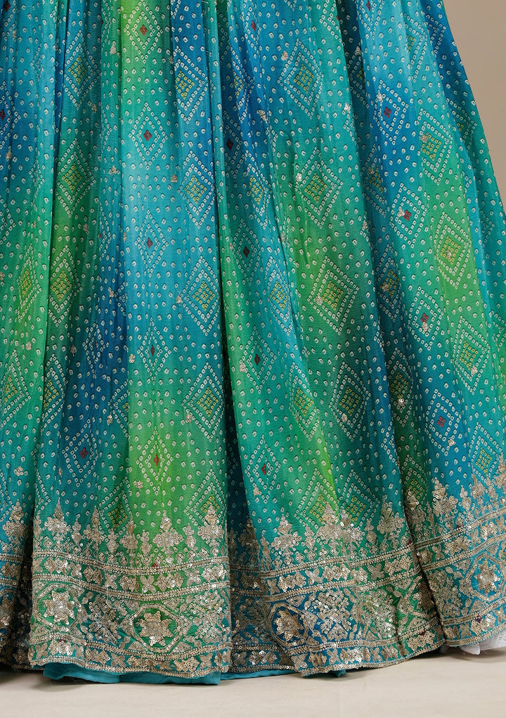 Sky Blue Sequins Crepe Readymade Lehenga-koskii