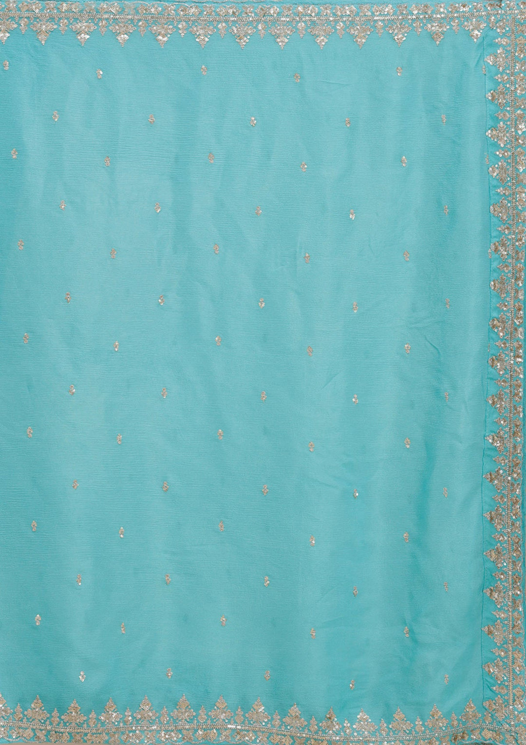 Sky Blue Sequins Crepe Readymade Lehenga-koskii