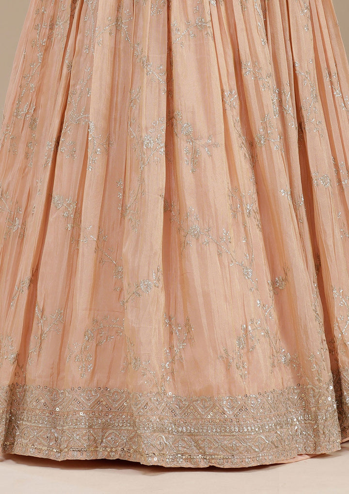 Peach Sequins Shimmer Readymade Lehenga-koskii