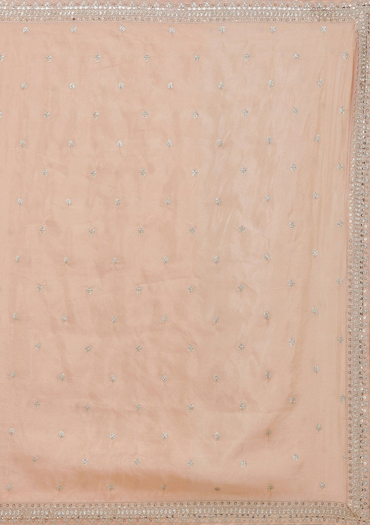 Peach Sequins Shimmer Readymade Lehenga-koskii