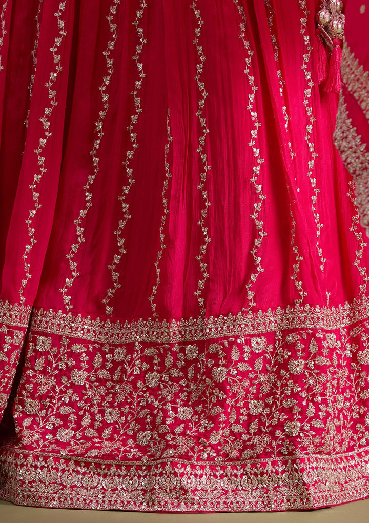 Pink Zariwork (Gold) Crepe Readymade Lehenga