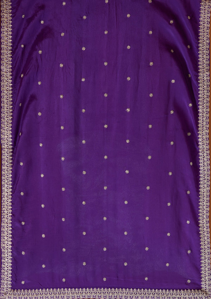 Purple Zariwork (Silver) Crepe Readymade Lehenga-koskii