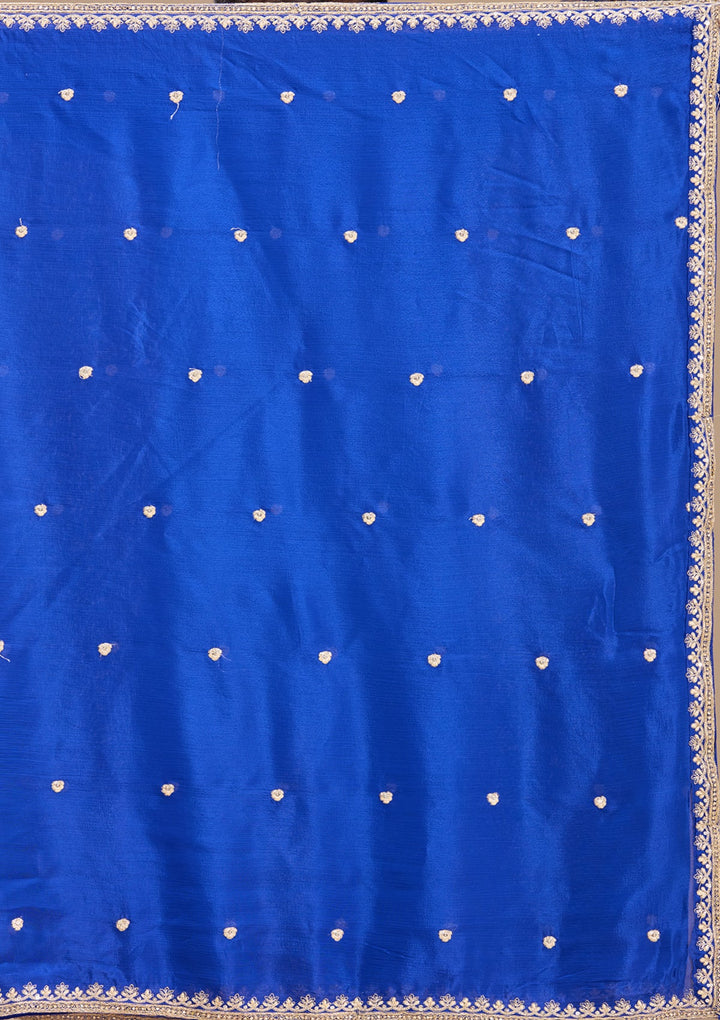 Blue Zariwork (Gold) Crepe Readymade Lehenga