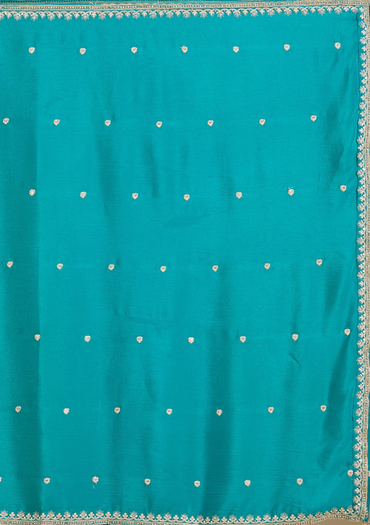 Mehandi Green Zariwork (Gold) Crepe Readymade Lehenga-koskii
