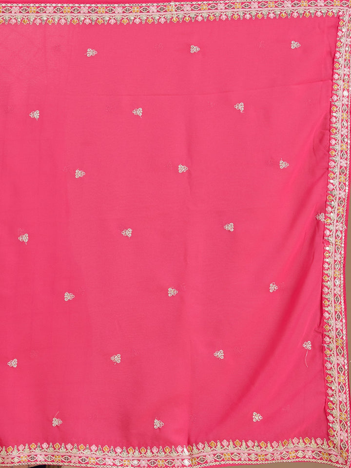 Pink Zariwork (Gold) Georgette Readymade Lehenga