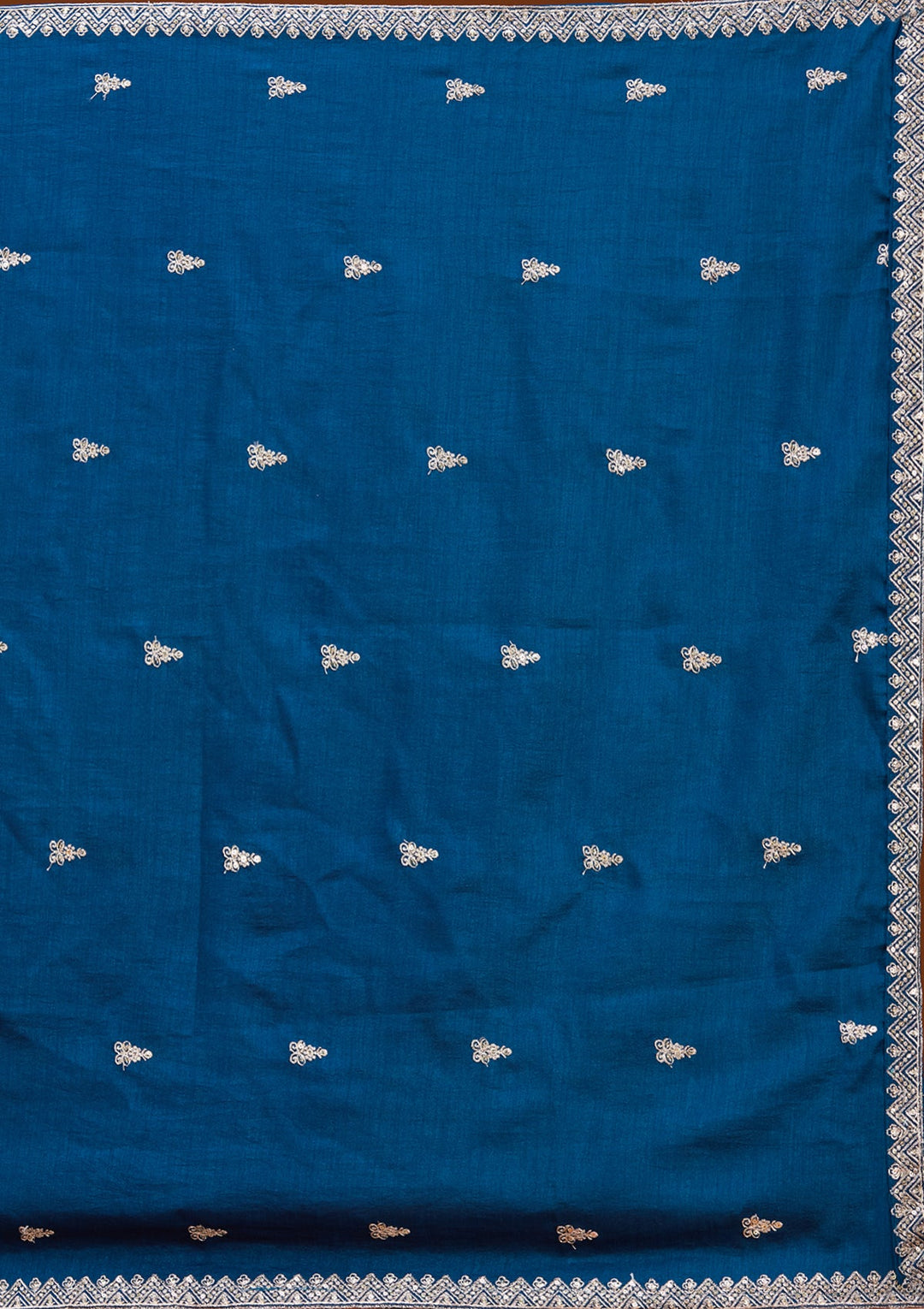 Navy Blue Zariwork (Silver) Soft Raw Silk Readymade Lehenga