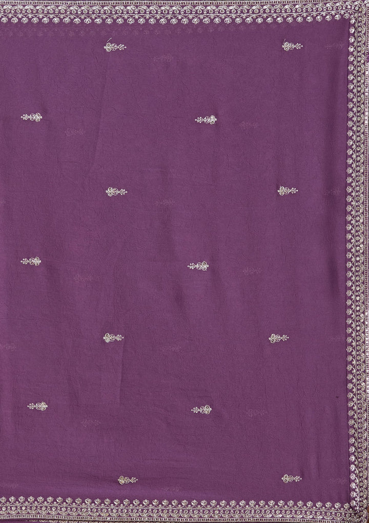 Lavender Zariwork (Silver) Soft Raw Silk Readymade Lehenga