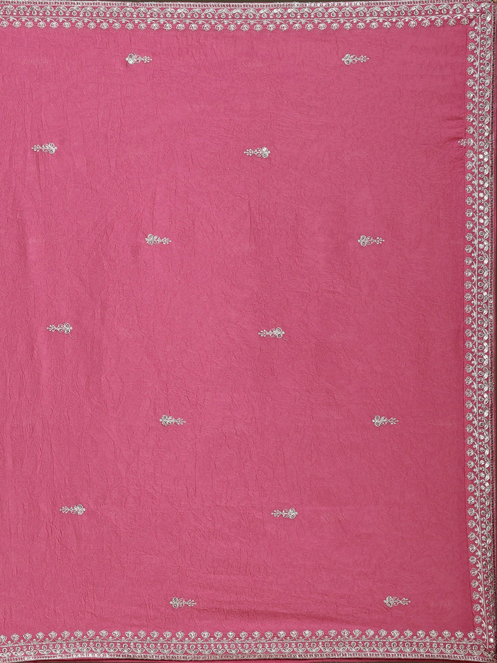 Pink Zariwork (Silver) Soft Raw Silk Readymade Lehenga