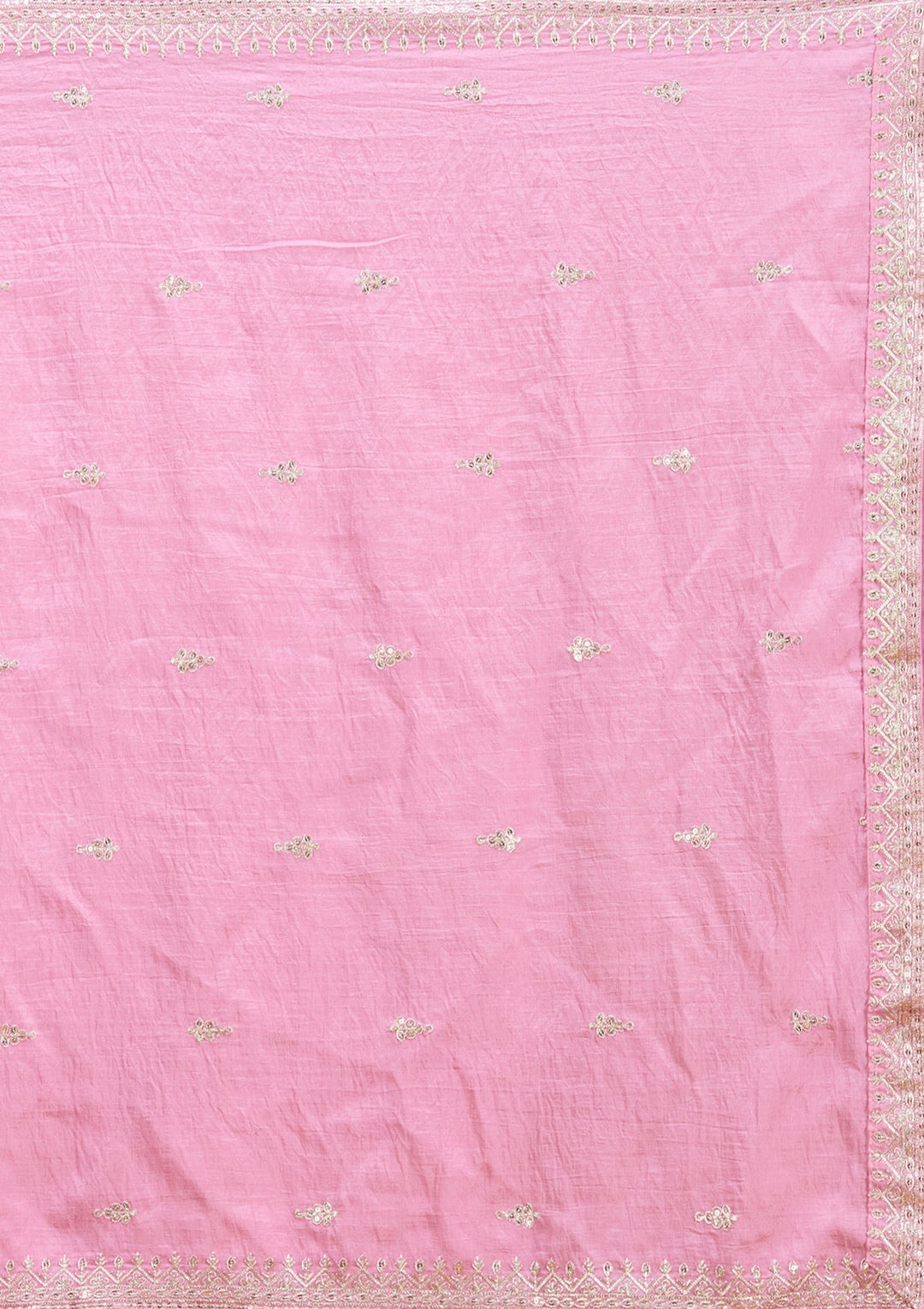Onion Pink Zariwork (Silver) Soft Raw Silk Readymade Lehenga