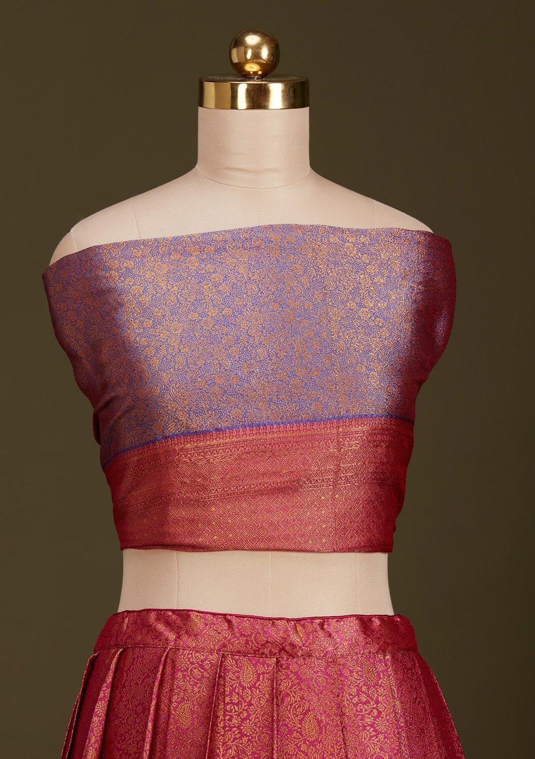 Rani Pink No Work (Plain) Banarasi Readymade Lehenga