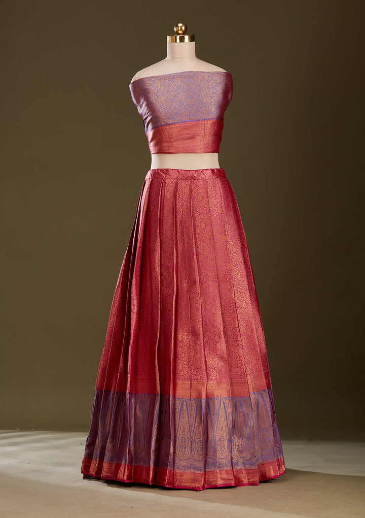 Rani Pink No Work (Plain) Banarasi Readymade Lehenga