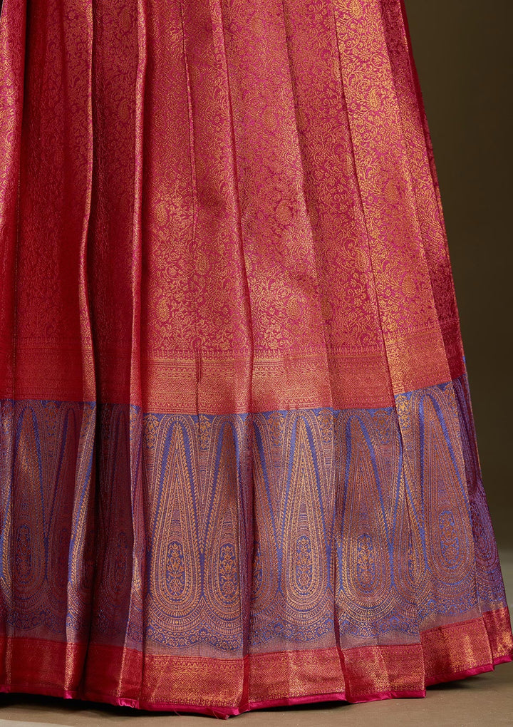 Rani Pink No Work (Plain) Banarasi Readymade Lehenga