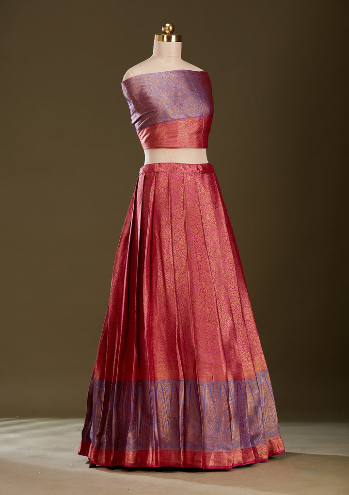 Rani Pink No Work (Plain) Banarasi Readymade Lehenga