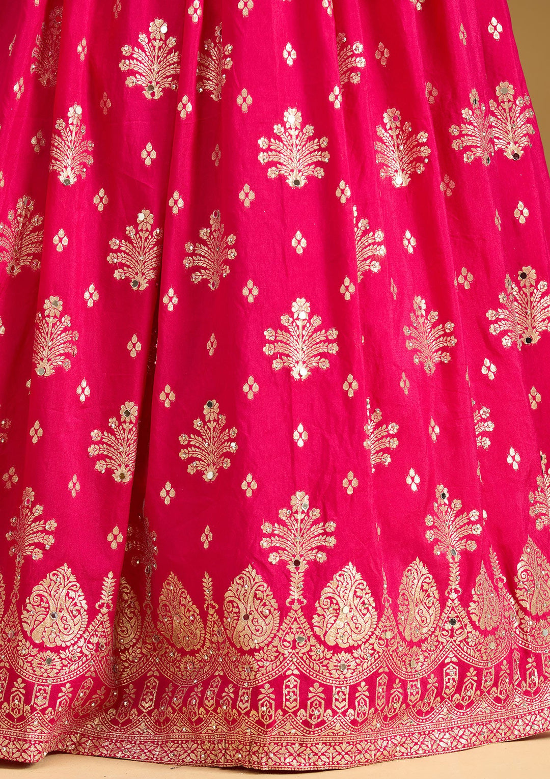 Rani Pink Sequins Georgette Readymade Lehenga