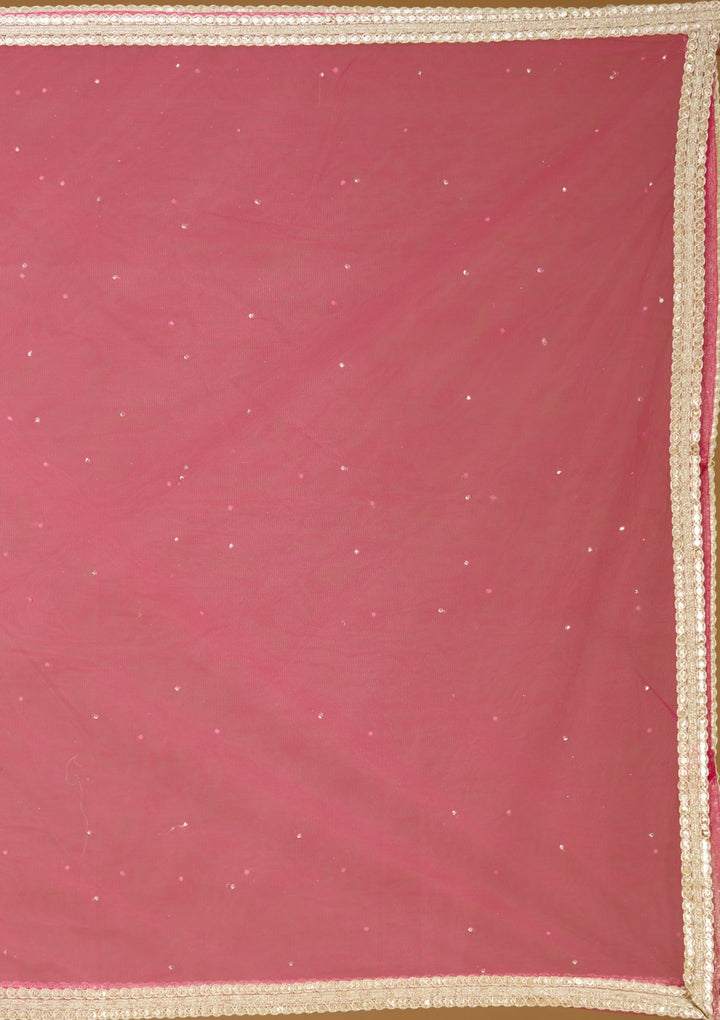 Rani Pink Sequins Georgette Readymade Lehenga