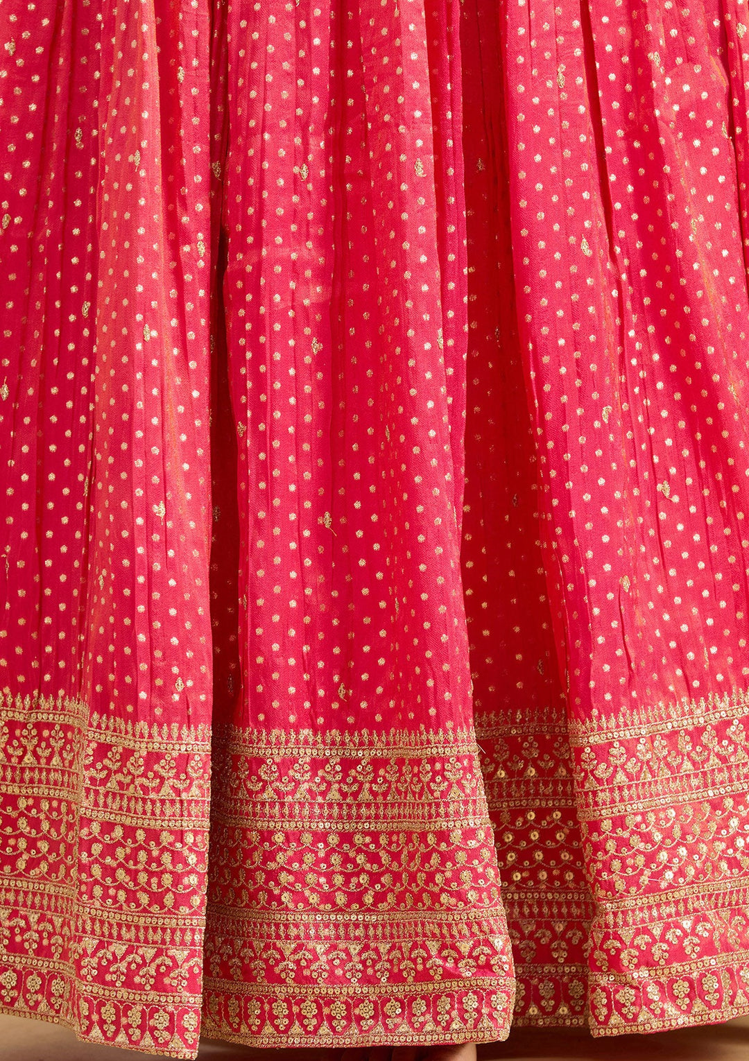 Rani Pink Zariwork (Gold) Brocade Readymade Lehenga