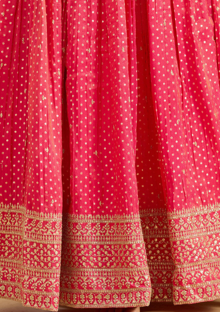 Rani Pink Zariwork (Gold) Brocade Readymade Lehenga