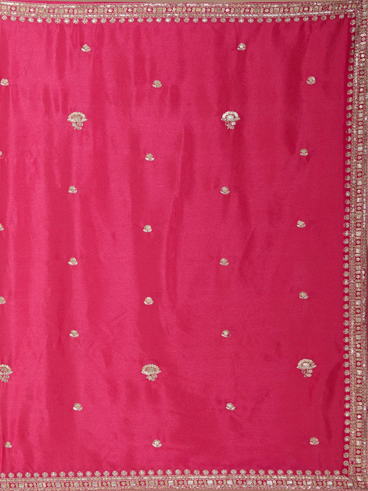 Rani Pink Sequins Satin Readymade Lehenga