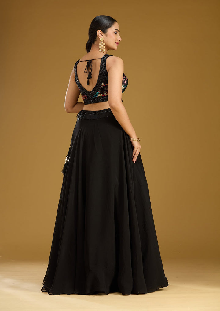 Black Cutdana Net Readymade Lehenga