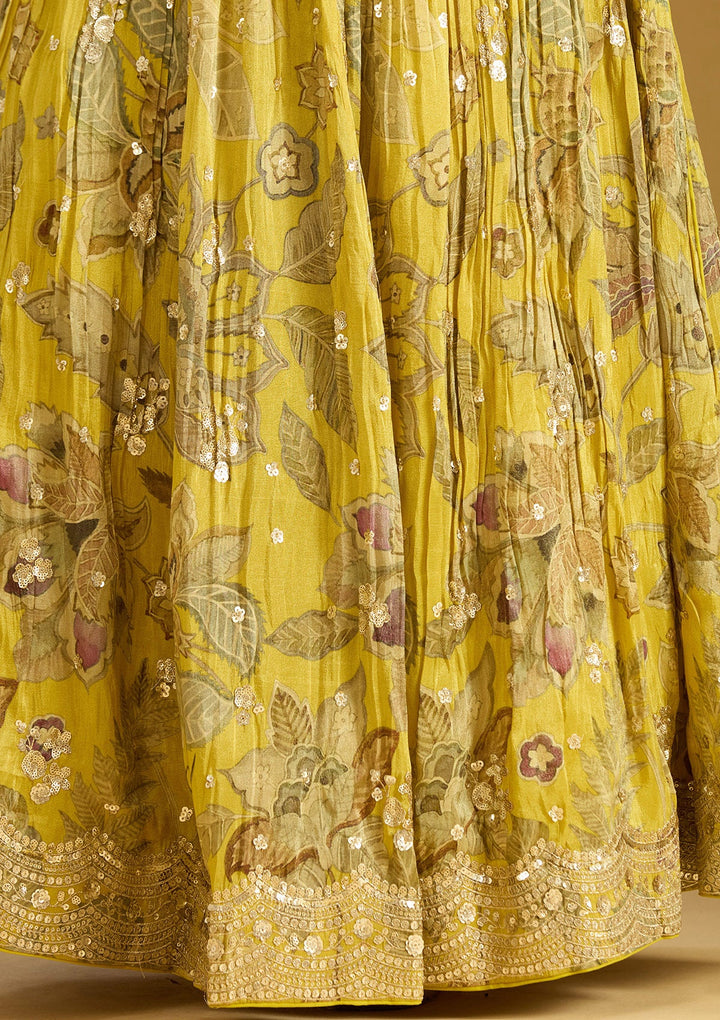 Mehandi Green Zariwork (Gold) Crepe Readymade Lehenga