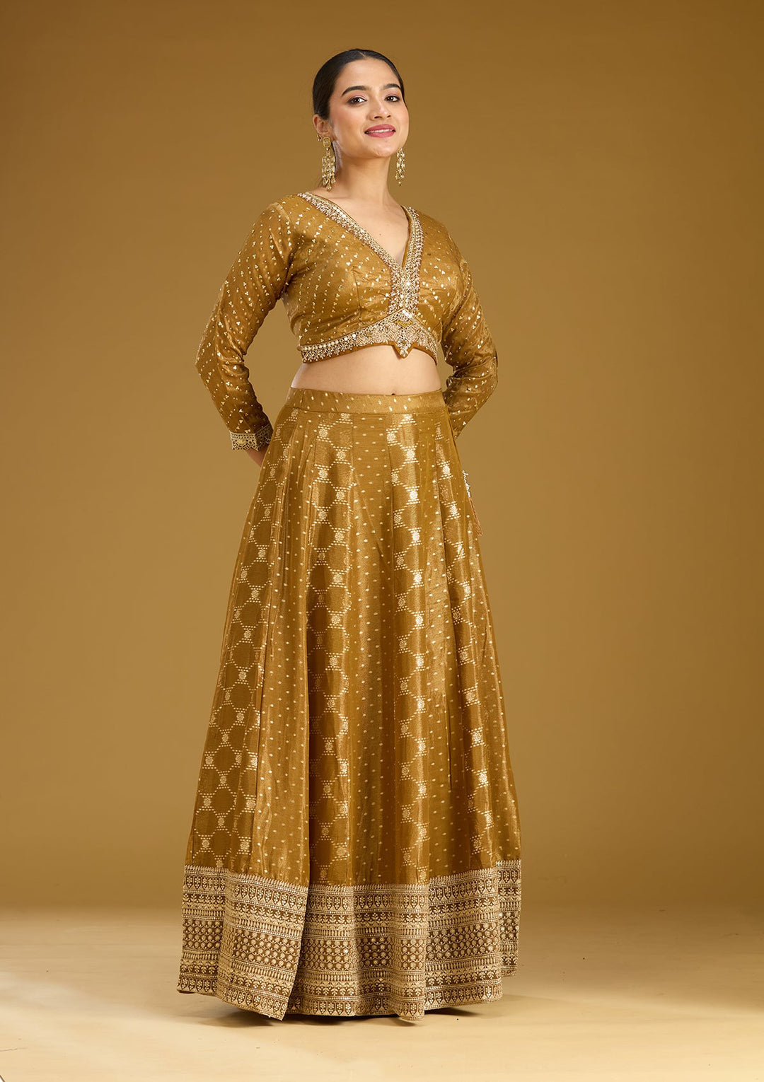 Gold Zariwork (Gold) Soft Raw Silk Readymade Lehenga