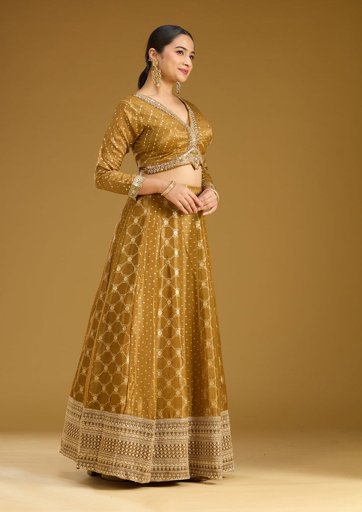 Gold Zariwork (Gold) Soft Raw Silk Readymade Lehenga