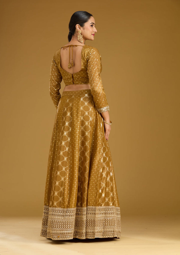 Gold Zariwork (Gold) Soft Raw Silk Readymade Lehenga