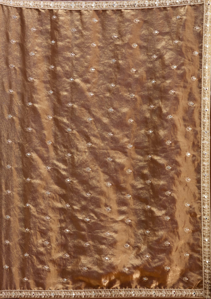 Copper Zariwork (Gold) Tissue Readymade Lehenga