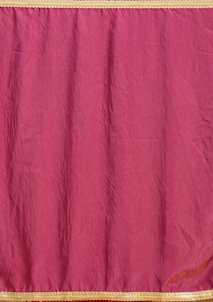 Onion Pink Sequins Tissue Readymade Lehenga