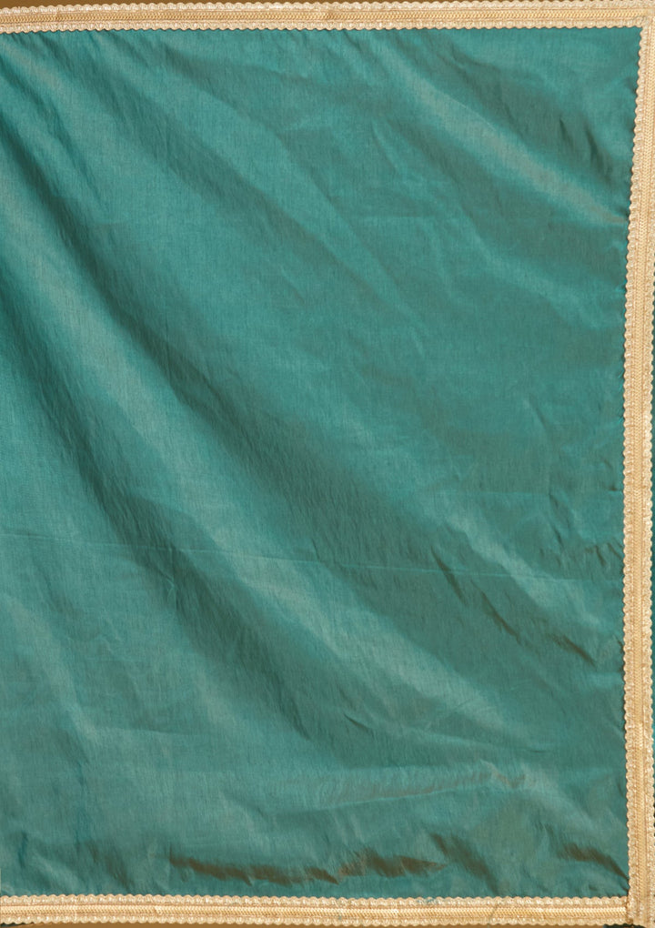 Teal Green Sequins Tissue Readymade Lehenga