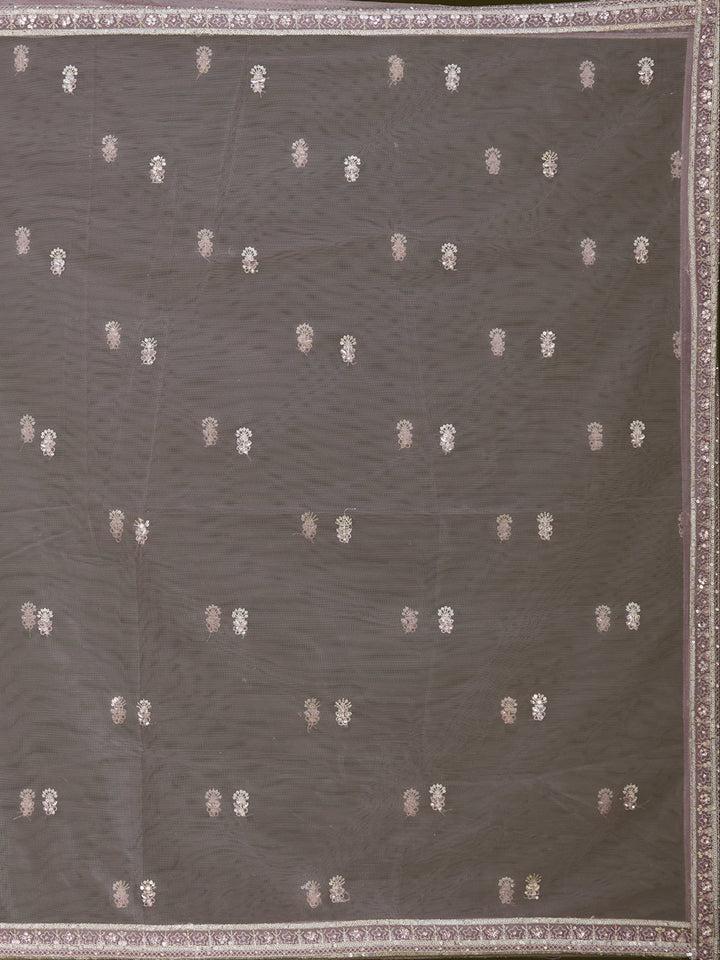 Lavender Sequins Net Readymade Lehenga