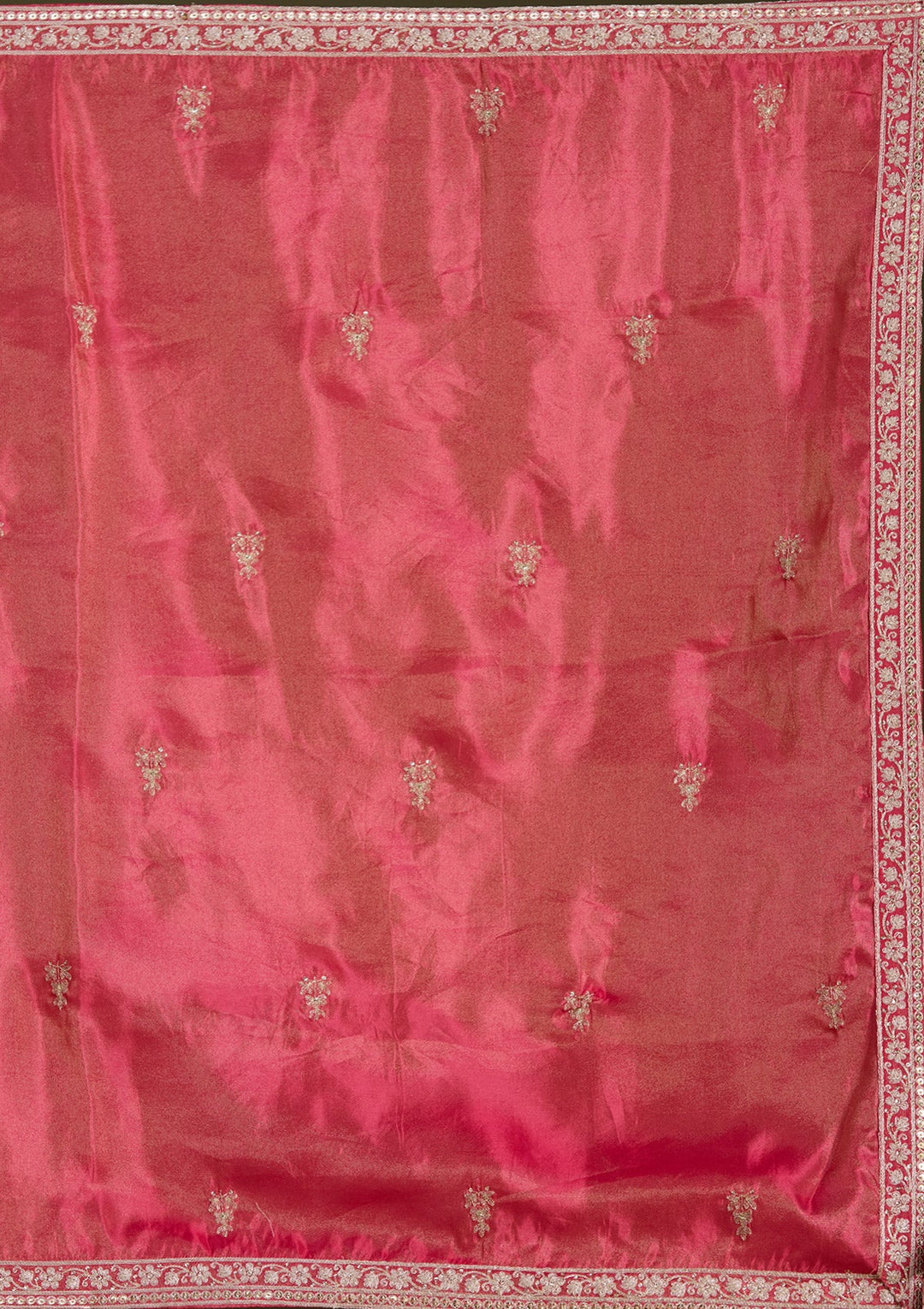 Red Zariwork (Gold) Tissue Readymade Lehenga