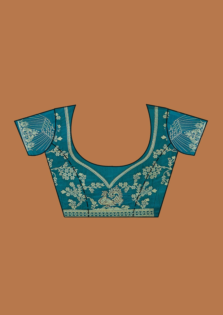 Rama Green Zariwork (Gold) Banarasi Readymade Lehenga