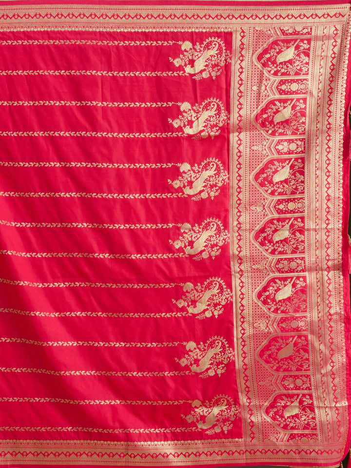 Rani Pink Zariwork (Gold) Banarasi Readymade Lehenga