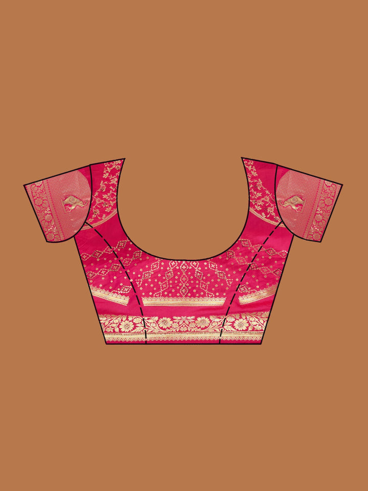 Magenta Pink Zariwork (Gold) Banarasi Readymade Lehenga