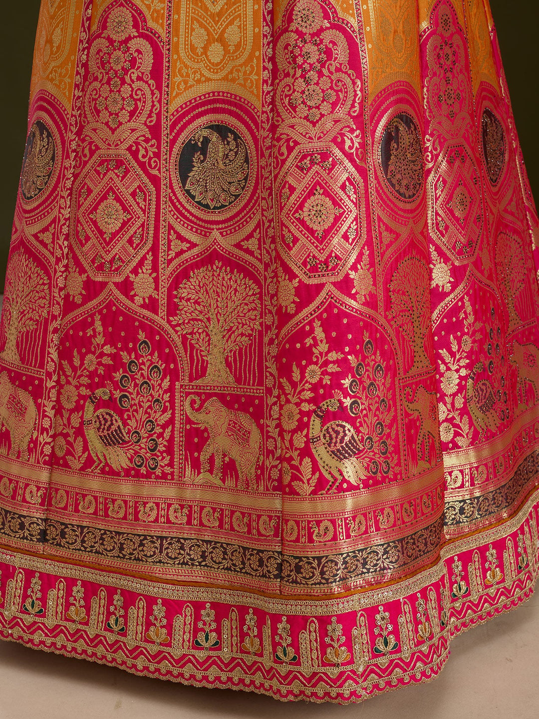 Mustard Zariwork (Gold) Banarasi Readymade Lehenga