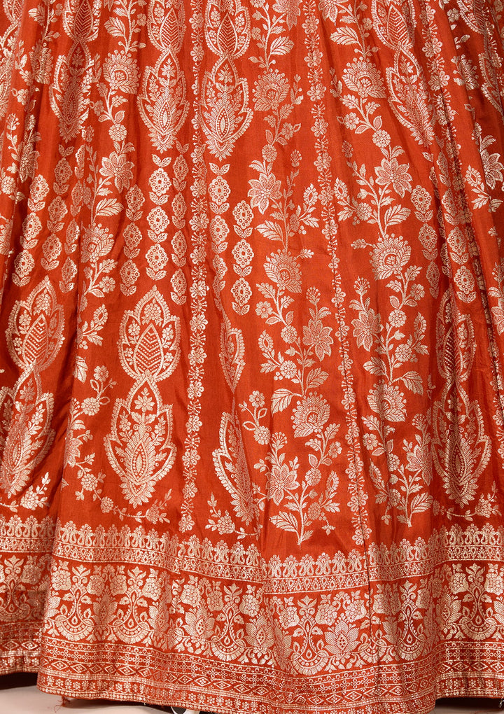 Rust Zariwork (Gold) Crepe Readymade Lehenga