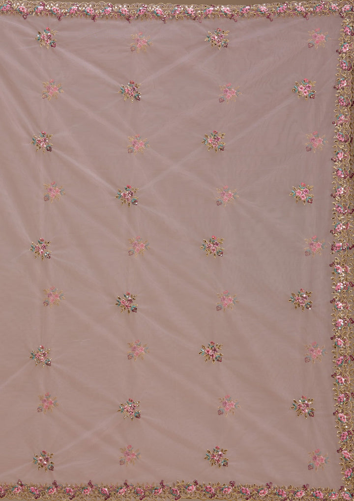 Maroon Threadwork Raw Silk Readymade Lehenga-koskii