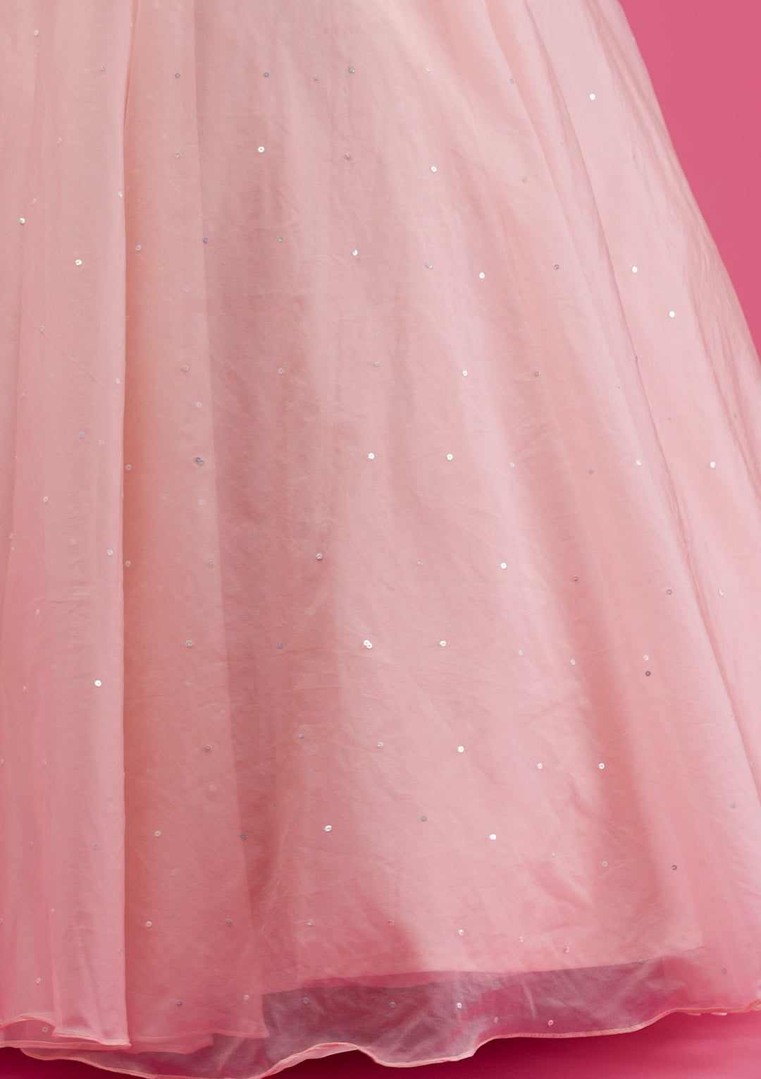 Pink Sequins Tissue Readymade Lehenga-Koskii