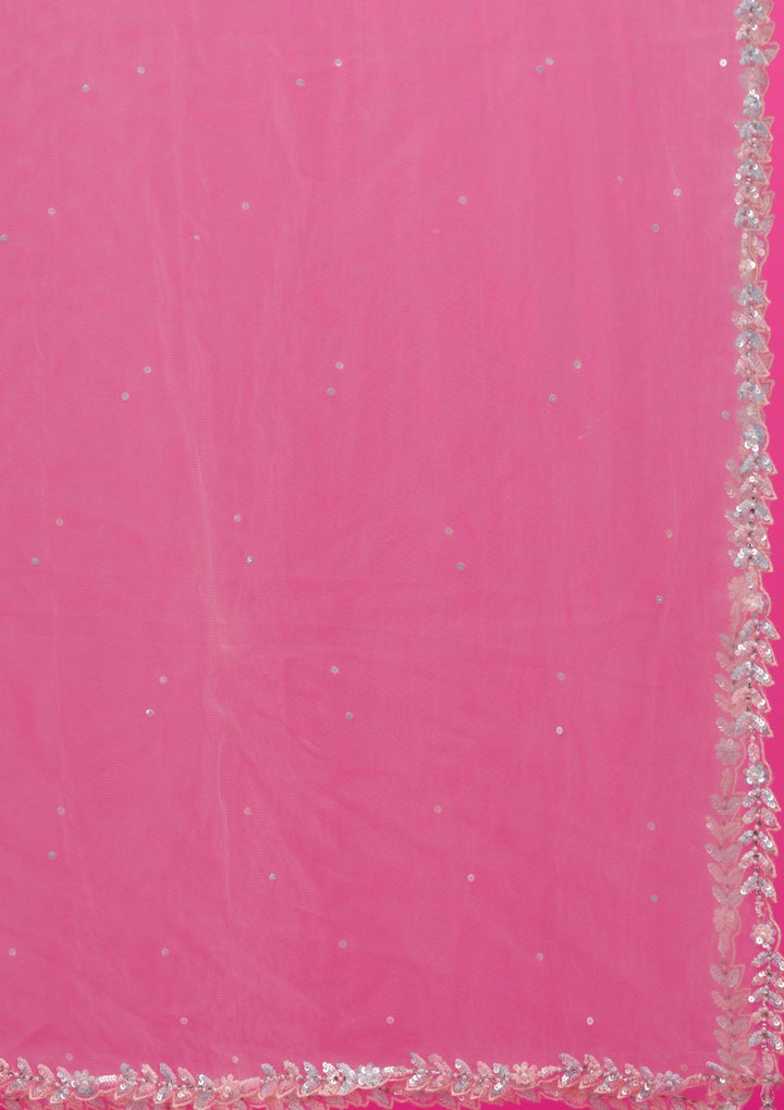 Pink Sequins Tissue Readymade Lehenga-Koskii