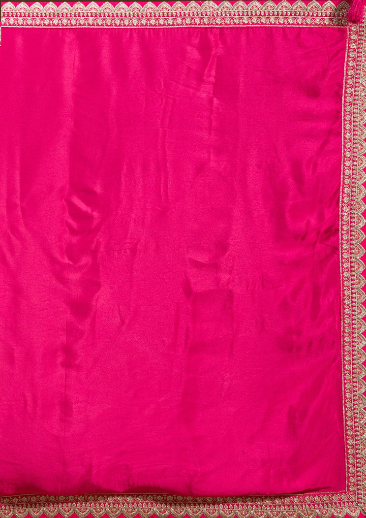 Rani Pink Zariwork Georgette Readymade Lehenga-koskii
