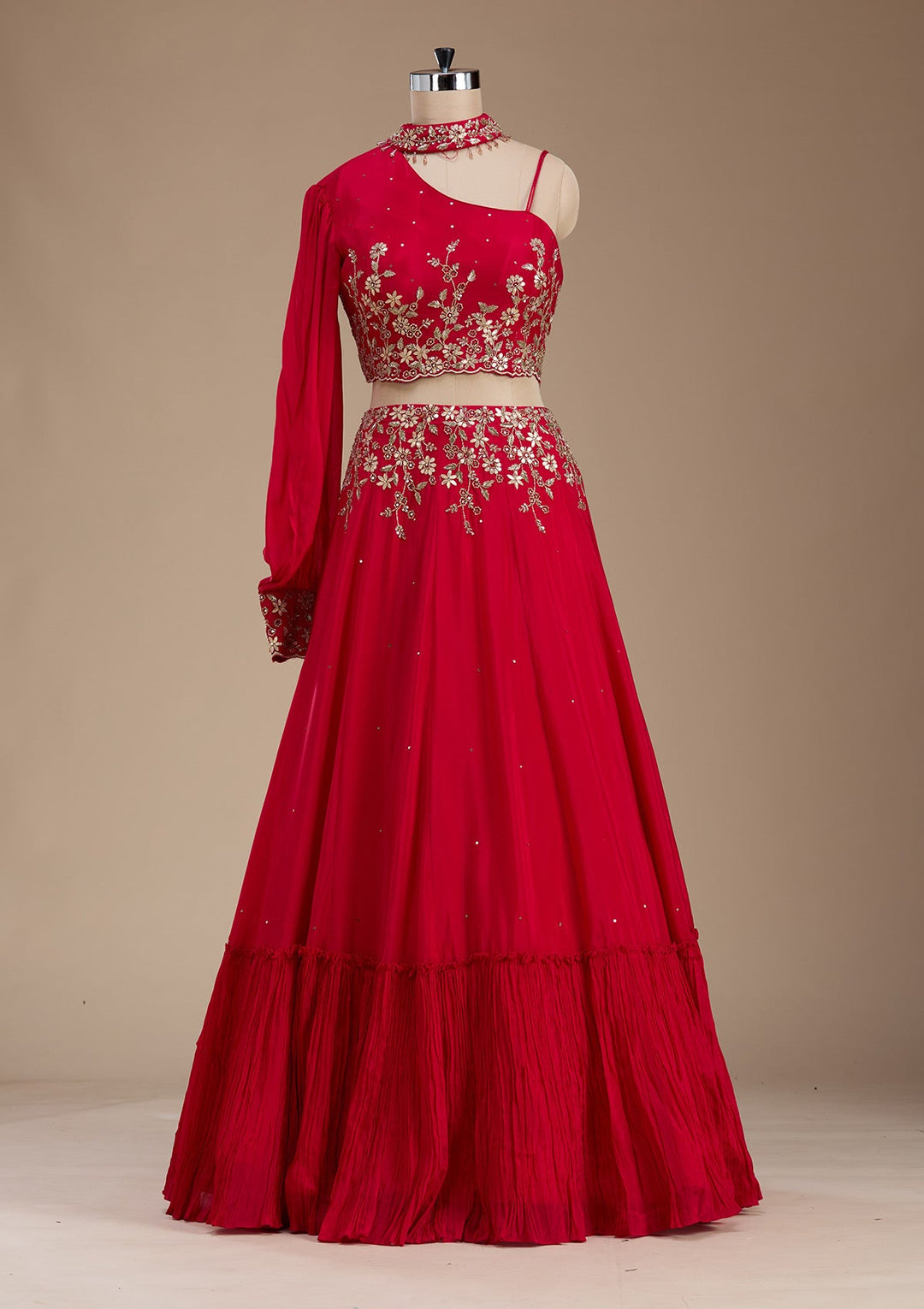 Rani Pink Gotapatti Crepe Readymade Lehenga-koskii