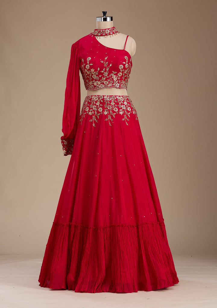Rani Pink Gotapatti Crepe Readymade Lehenga-koskii