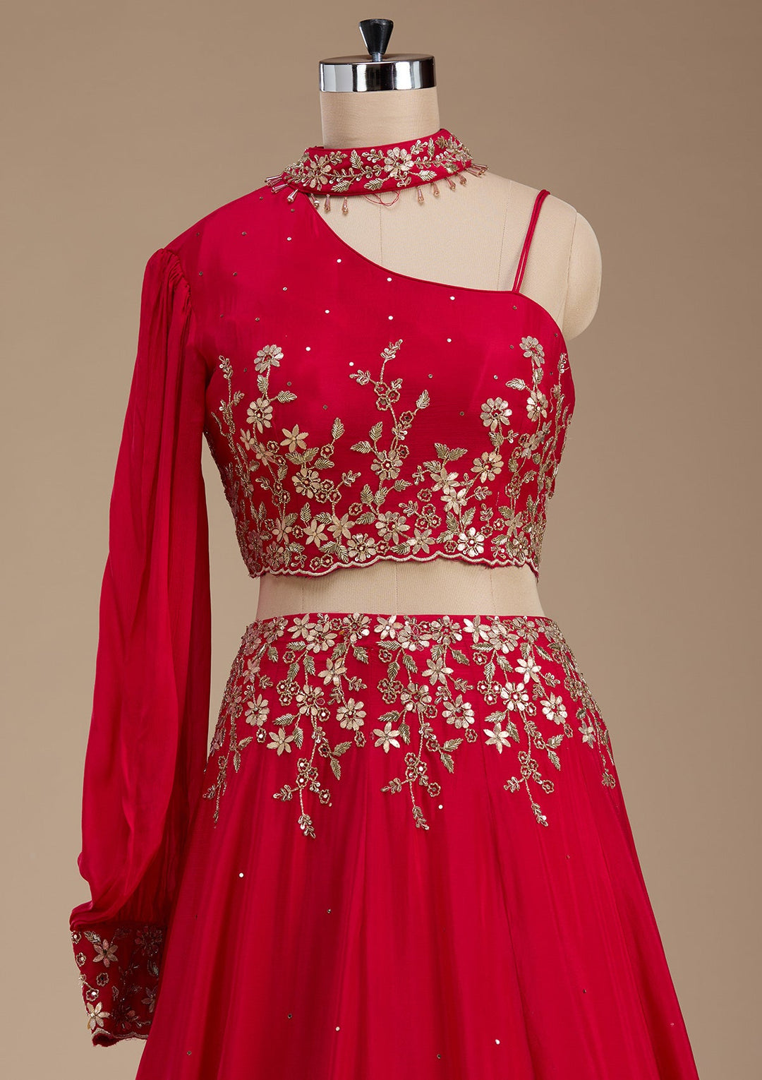 Rani Pink Gotapatti Crepe Readymade Lehenga-koskii