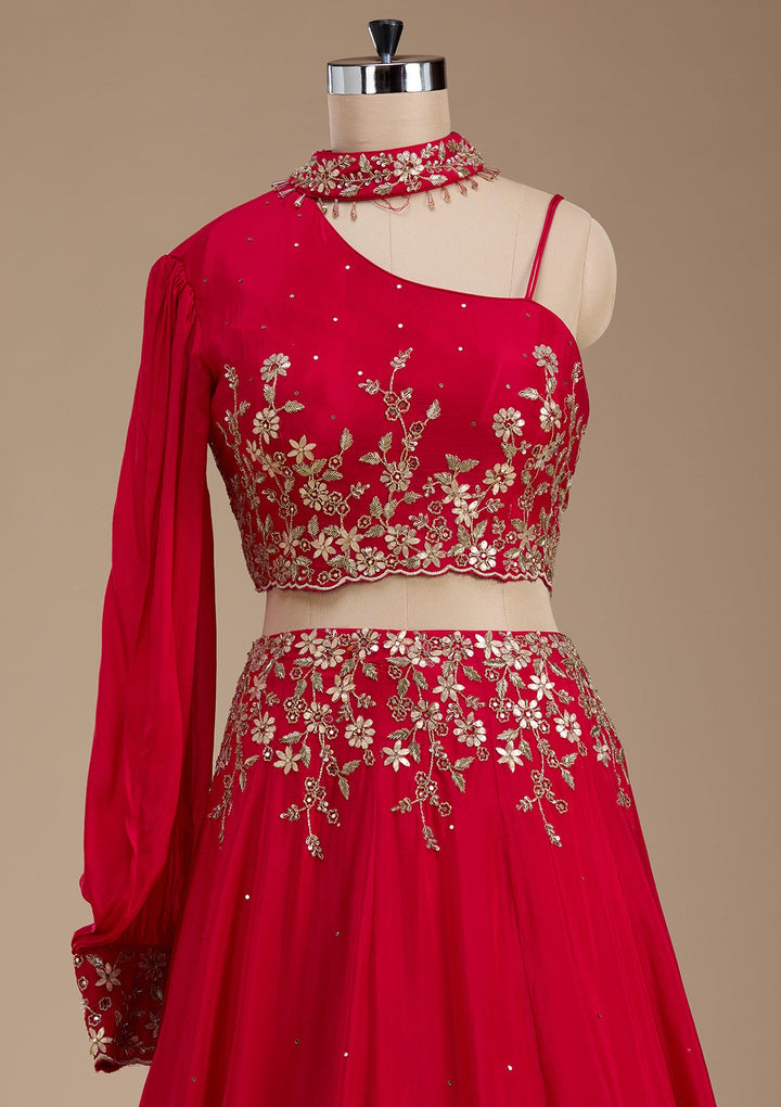 Rani Pink Gotapatti Crepe Readymade Lehenga-koskii