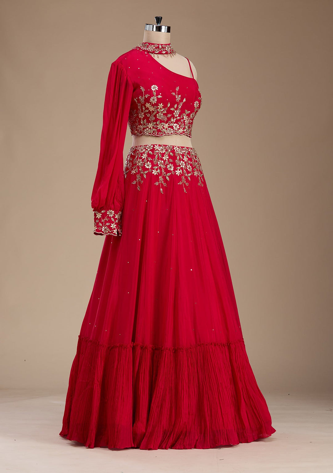 Rani Pink Gotapatti Crepe Readymade Lehenga-koskii