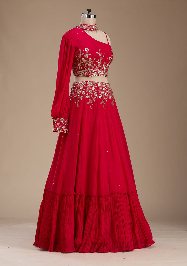 Rani Pink Gotapatti Crepe Readymade Lehenga-koskii