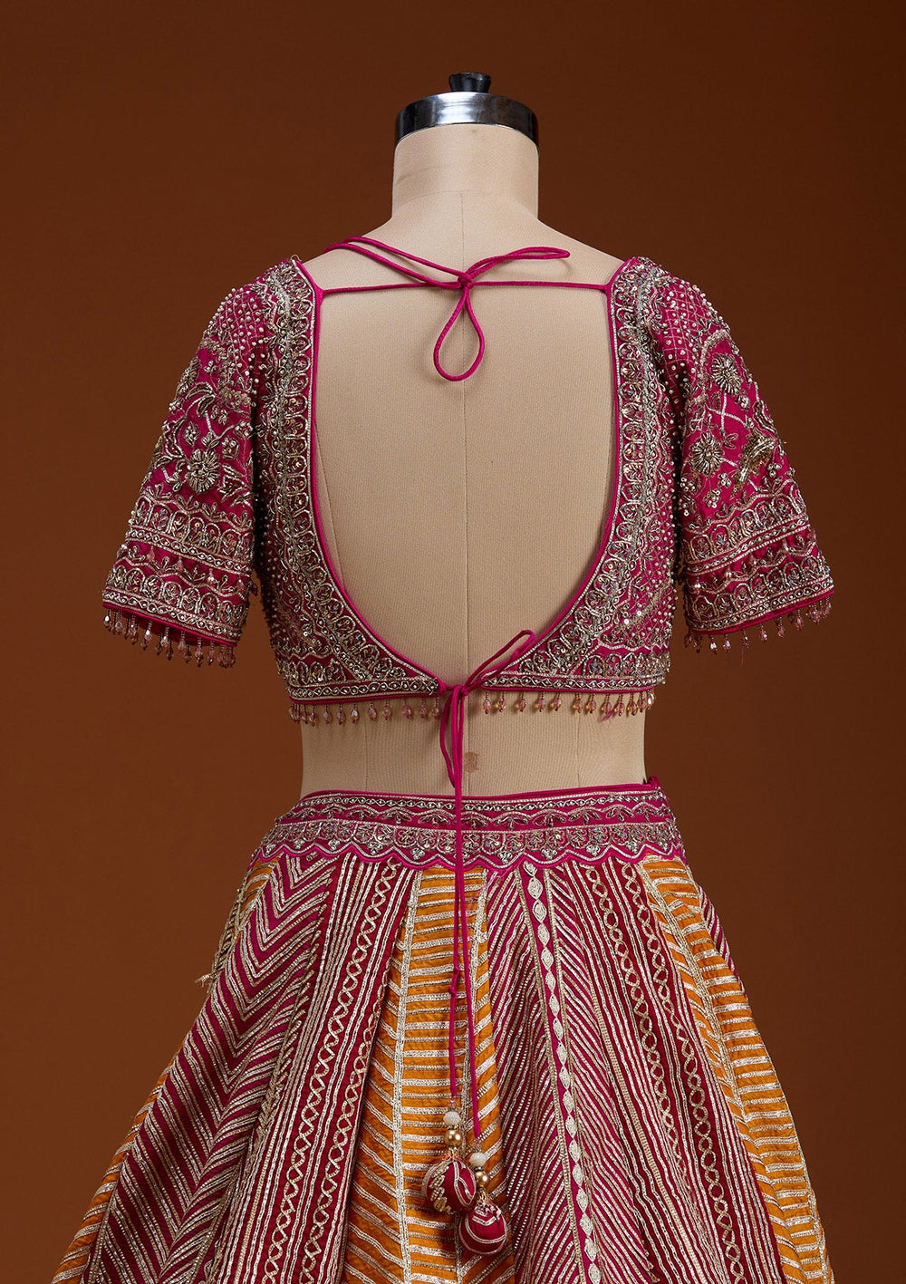 Rani Pink Cutdana Banarasi Readymade Lehenga-koskii